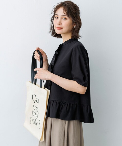 組曲（KUMIKYOKU） tシャツ 半袖 ツイルジャージーフリル 半袖 