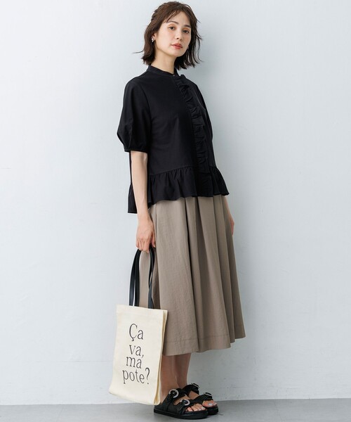 組曲（KUMIKYOKU） tシャツ 半袖 ツイルジャージーフリル 半袖