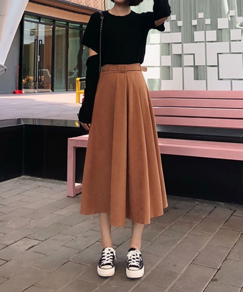 最終値下げ スカート ベルト付きフレアスカート Recomenda Co
