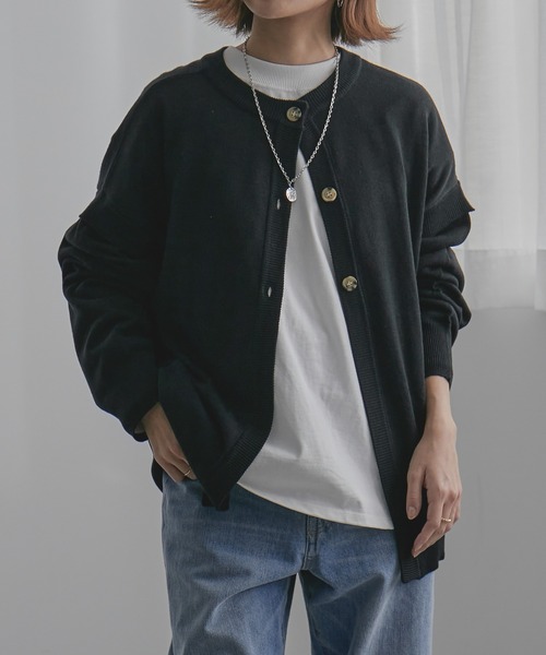 カーディガン 「WEB限定」2WAYスナップボタンロゴニット レディース Spick＆Span カーディガン 「WEB限定」2WAYスナップボタン