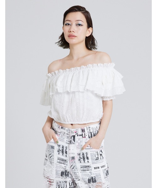 ブラウス シャツ Off shoulder frill blouse レディース