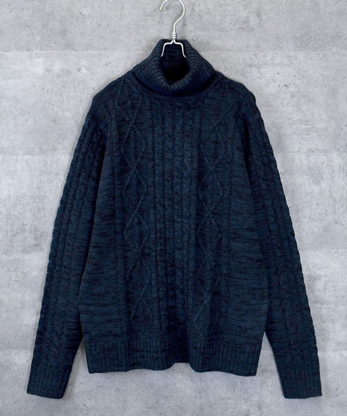 Drawer ウールカシミヤ アラン編み タートルネックニット セーター Drawer ウールカシミヤ アラン編み タートルネックニット セーター