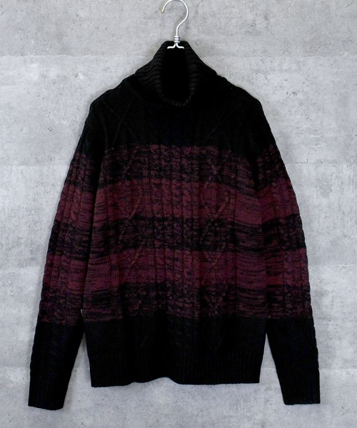 Drawer ウールカシミヤ アラン編み タートルネックニット セーター Drawer ウールカシミヤ アラン編み タートルネックニット セ