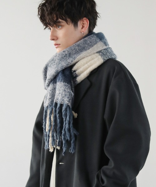 ASTRONOMY マフラー オーバーサイズ シャギーマフラー 無地 チェック