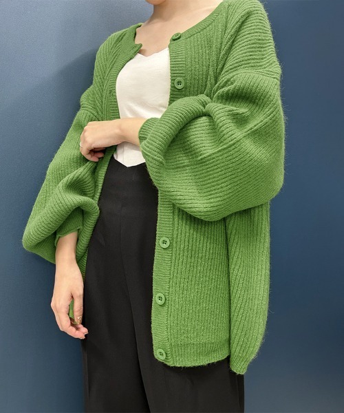 kiira バルーン スリーブ ニット ロング カーディガン Three Four Time（スリーフォータイム） トレーナー スウェット