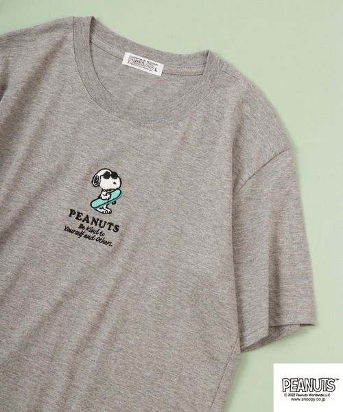 PEANUTS tシャツ スヌーピー サガラ刺繍 半袖 Tシャツ