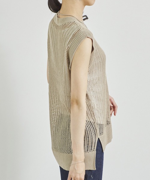 Fizz（フィズ） ベスト ジレ メッシュ編みニットベスト レディース