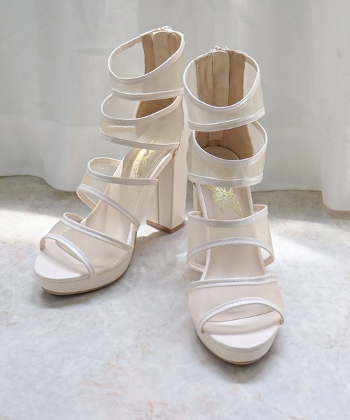 サンダル 10cmヒール シアーブーツサンダル レディース