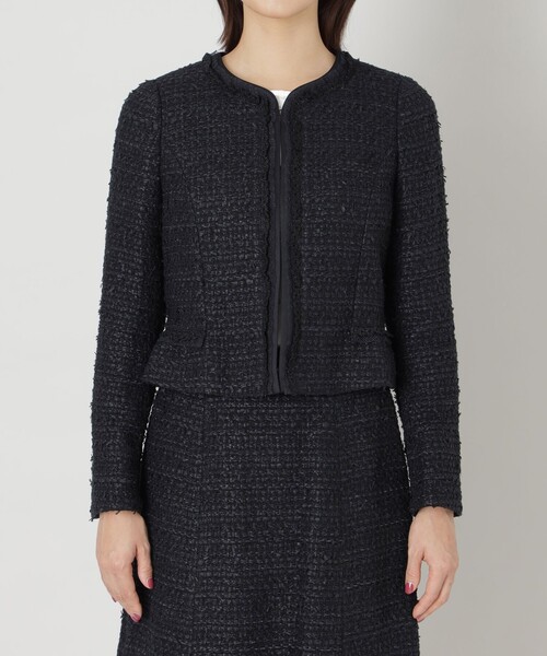 美品♡¥74,520♡TO BE CHIC ファンシーツイードジャケット(４２) トゥー ビー シック TO BE CHIC ファンシーツイード ノーカラー