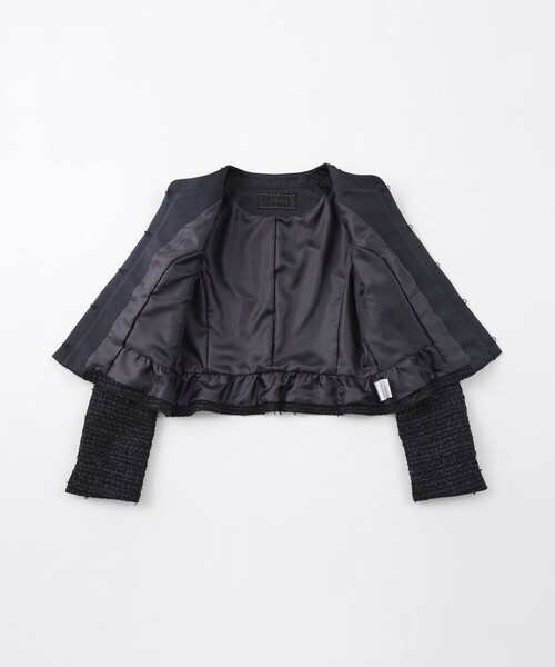 TO BE CHIC ツイードジャケット WEB限定】ツイードボックスノーカラージャケット(ジャケット