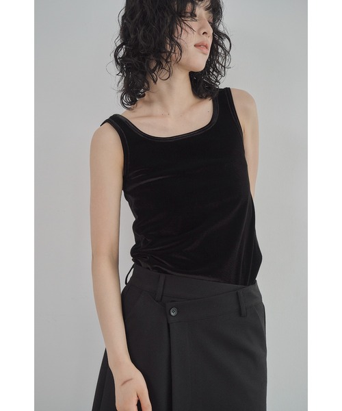 Abor タンクトップ ノースリーブ 「Abor」Velours Square Neck