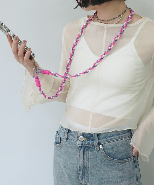 あゆ様　③紫　青　おてて横　120センチパールショルダー2点 c.u.l 紐×パールMIX スマホショルダー ipc713 : ZOZOTOWN Yahoo
