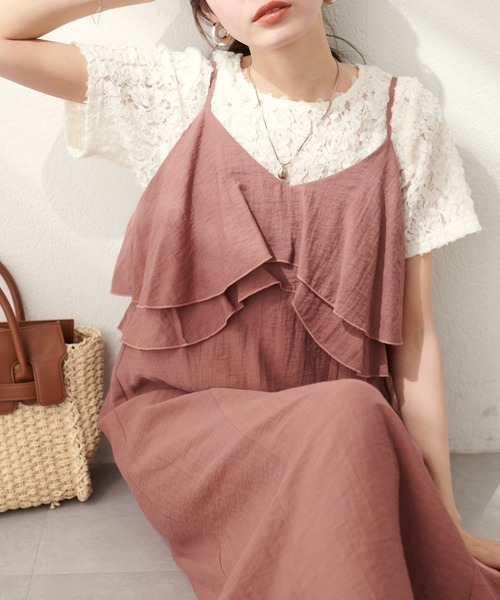 tシャツ ローズチュールレーストップス レディース フラワーチュールレースTOPS | natural couture(ナチュラル