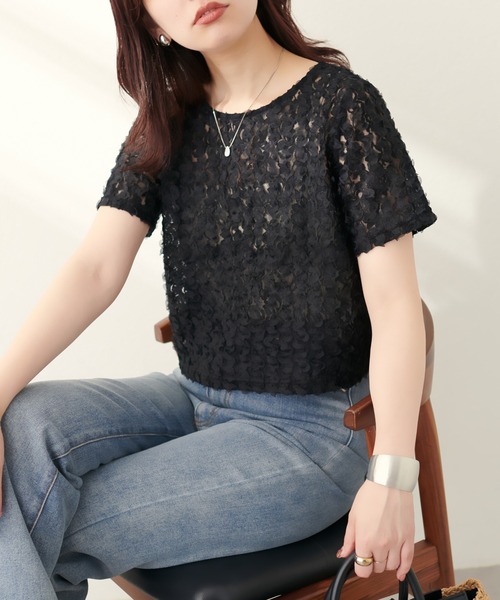 tシャツ ローズチュールレーストップス レディース ローズチュールレーストップス｜アー・ヴェ・ヴェの通販｜&mall