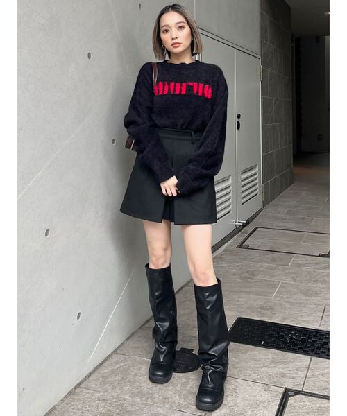 MURUA ニット セーター ラウンドロゴシャギーニット レディース