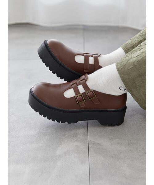 【美品】ehekasopo ダブルTストラップシューズ Mサイズ ehka sopo（エヘカソポ）の「ダブルTストラップシューズ（その他