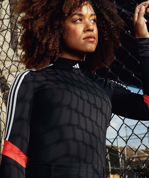 adidas tシャツ JAY3LLE スリーストライプス モックネック 長袖