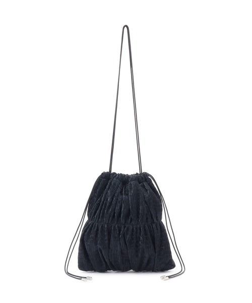 ラドロー　シャーリングハンドルバッグ M (Velvet) (ブラック/F) 新宿伊勢丹別注 Grape handle tote S