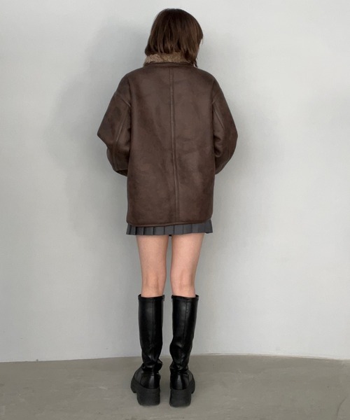 ムートンコート ボアコート 合皮パイピング ムートンジャケット