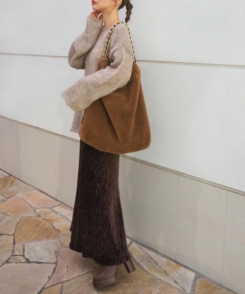 スカート pattern velor skirt /ベロア無地柄ロングスカート