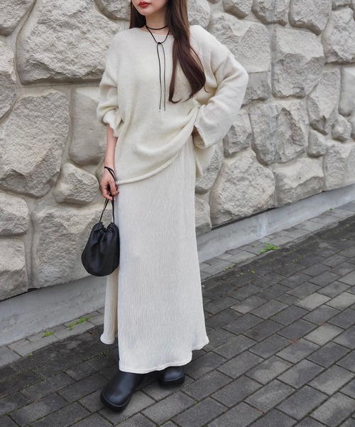 スカート pattern velor skirt /ベロア無地柄ロングスカート