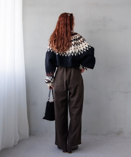 flower ニット セーター ノルディックアンサンブルニット レディース