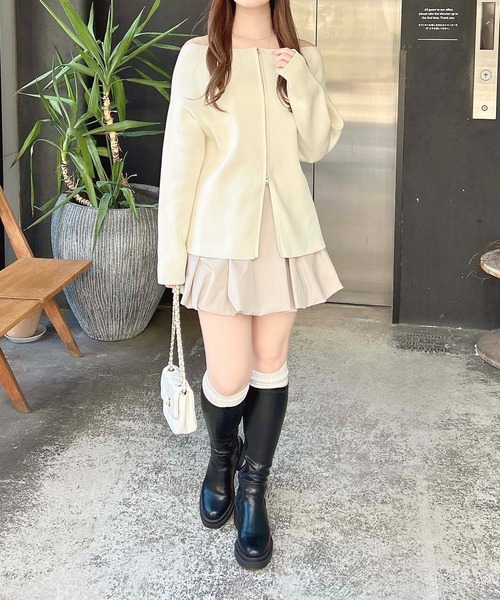 INGNI(イング) ニット セーター 「WEB限定」オフショルジップニット INGNI(イング) ニット セーター 「WEB限定」オフショルジップニット
