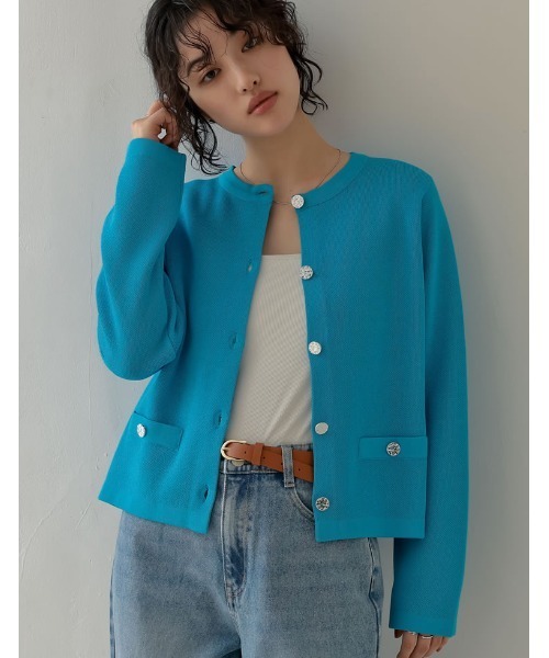 adidas メタリックボタンカーディガン Re:EDIT カーディガン 「nachicoさんセレクト」「2025SS COLLECTION