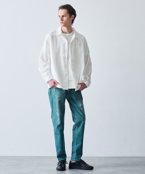 5351 POUR LES HOMMES ジーンズ プリント テーパード デニム パンツ 