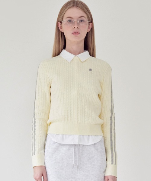 ニット セーター KIRSH PLAIN LINE POINT CABLE KNIT キルシー プレイン ラインポイント ケーブルニット レディース