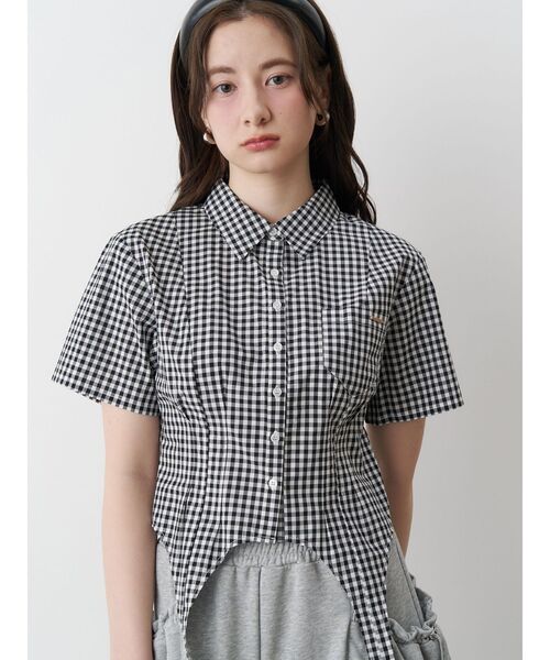 ブラウス シャツ CORSET LIKE GINGHAM CHECK SHIRTS／コルセットライクギンガムチェックシャツ レディース CALNAMUR ブラウス シャツ CORSET LIKE GINGHAM CHECK SHIRTS