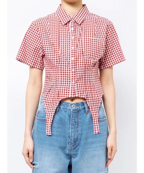 ブラウス シャツ CORSET LIKE GINGHAM CHECK SHIRTS／コルセットライクギンガムチェックシャツ レディース CALNAMUR ブラウス シャツ CORSET LIKE GINGHAM CHECK SHIRTS