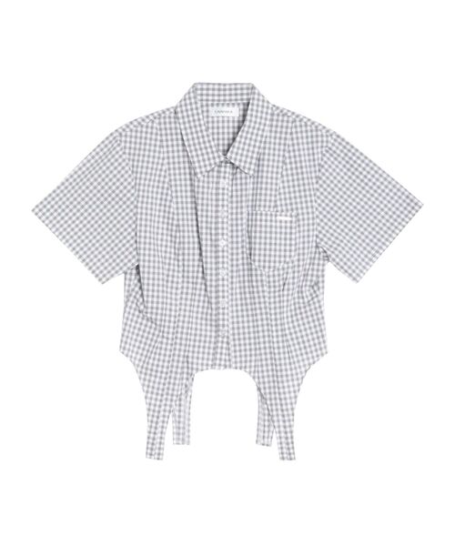 ブラウス シャツ CORSET LIKE GINGHAM CHECK SHIRTS／コルセットライクギンガムチェックシャツ レディース CALNAMUR ブラウス シャツ CORSET LIKE GINGHAM CHECK SHIRTS