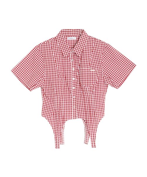 CALNAMUR ブラウス シャツ CORSET LIKE GINGHAM CHECK SHIRTS