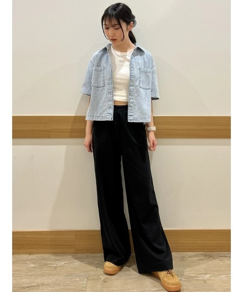 GAP ブラウス シャツ ウルトラソフト クロップド デニムシャツ