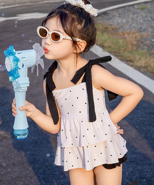 TeddyShop（テディショップ） 水着 キッズ水着 肩リボン総柄ティアード