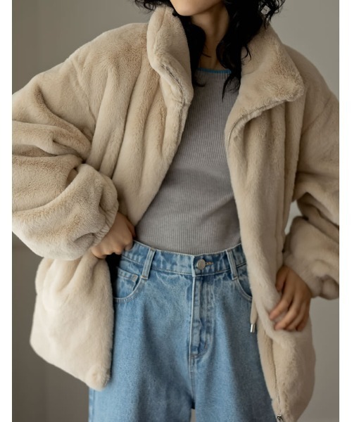 「Re:EDIT」 ジップアップブルゾン MEDIUM ブラック レディース_画像5