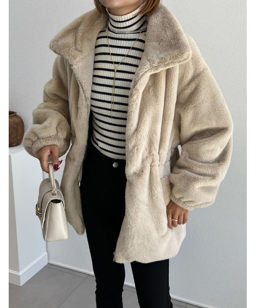 「Re:EDIT」 ジップアップブルゾン MEDIUM ブラック レディース_画像6