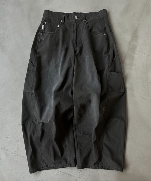 Perushu パンツ vintage washed wide curve pants ビンテージ