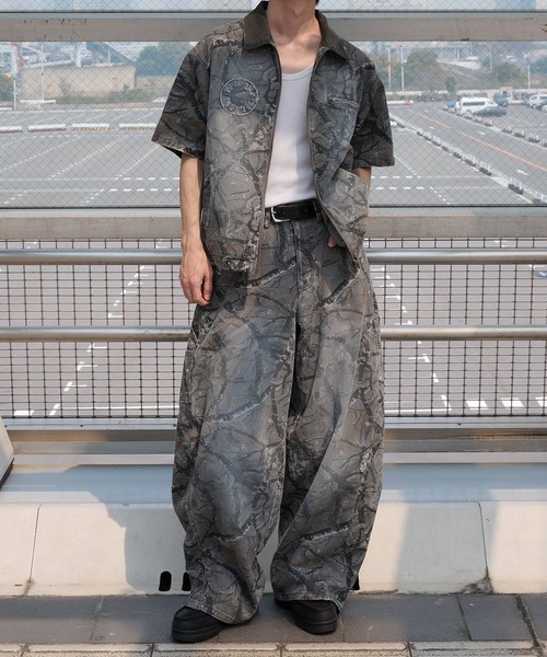 Perushu パンツ vintage washed wide curve pants ビンテージ