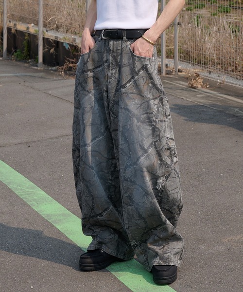 Perushu パンツ vintage washed wide curve pants ビンテージ