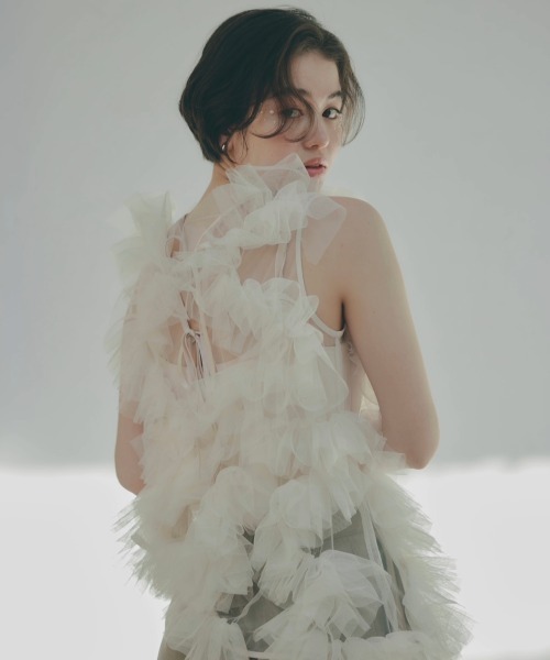 トップス NOTREemor asymmetry tulle tops NOTRE emor ブラウス シャツ asymmetry tulle tops レディース