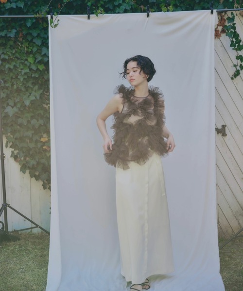 NOTRE emor ブラウス シャツ asymmetry tulle tops レディース