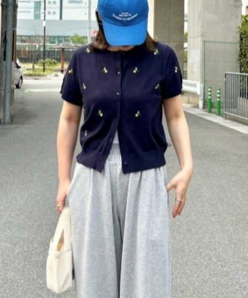 sakishimatokyo カーディガン フラワー刺しゅう 半袖ニット