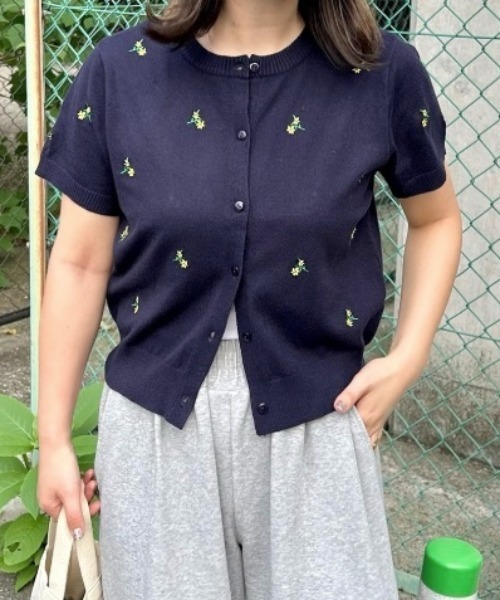 boohoo MAN★半袖 ニット ボタン シャツ 花柄 刺繍 カーディガン b13647ps-01.jpg