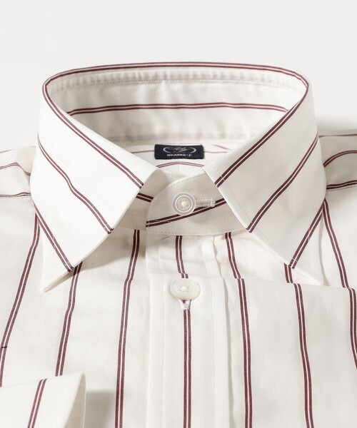 BEAMS F シャツ コットン ワイドストライプ レギュラーカラー