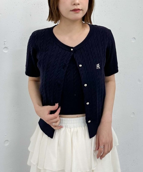 最終値下げ！marina bravin 夏物　ニットアンサンブル　ネイビー　伊製 archives アンサンブル ケーブルニットアンサンブル : ZOZOTOWN