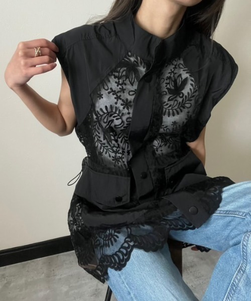 deux amour ベスト ジレ レースベスト レディース : ZOZOTOWN