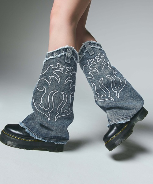 【新品未使用】d.i.a. デニム ラビットファー 2way レッグウォーマー X-girl（エックスガール） レッグウォーマー EMBROIDERED DENIM LEG