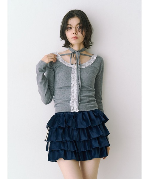 jouetie（ジュエティ） スカート ベロアラインティアードミニスカート